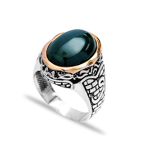 Green Agate Authentic Men Ring Wholesale Handmade 925 Sterling Silver